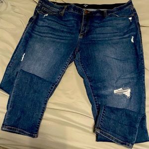 Lightly distressed dark blue Lularoe skinny jeans size 44